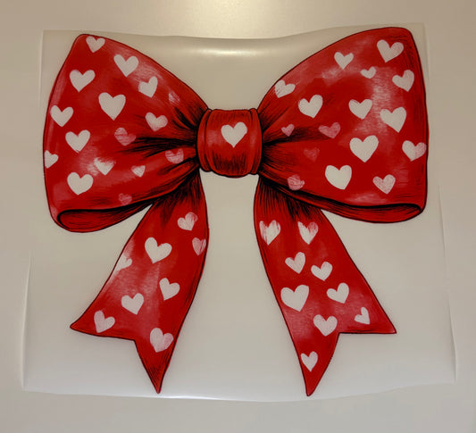 Red Bow with White Hearts