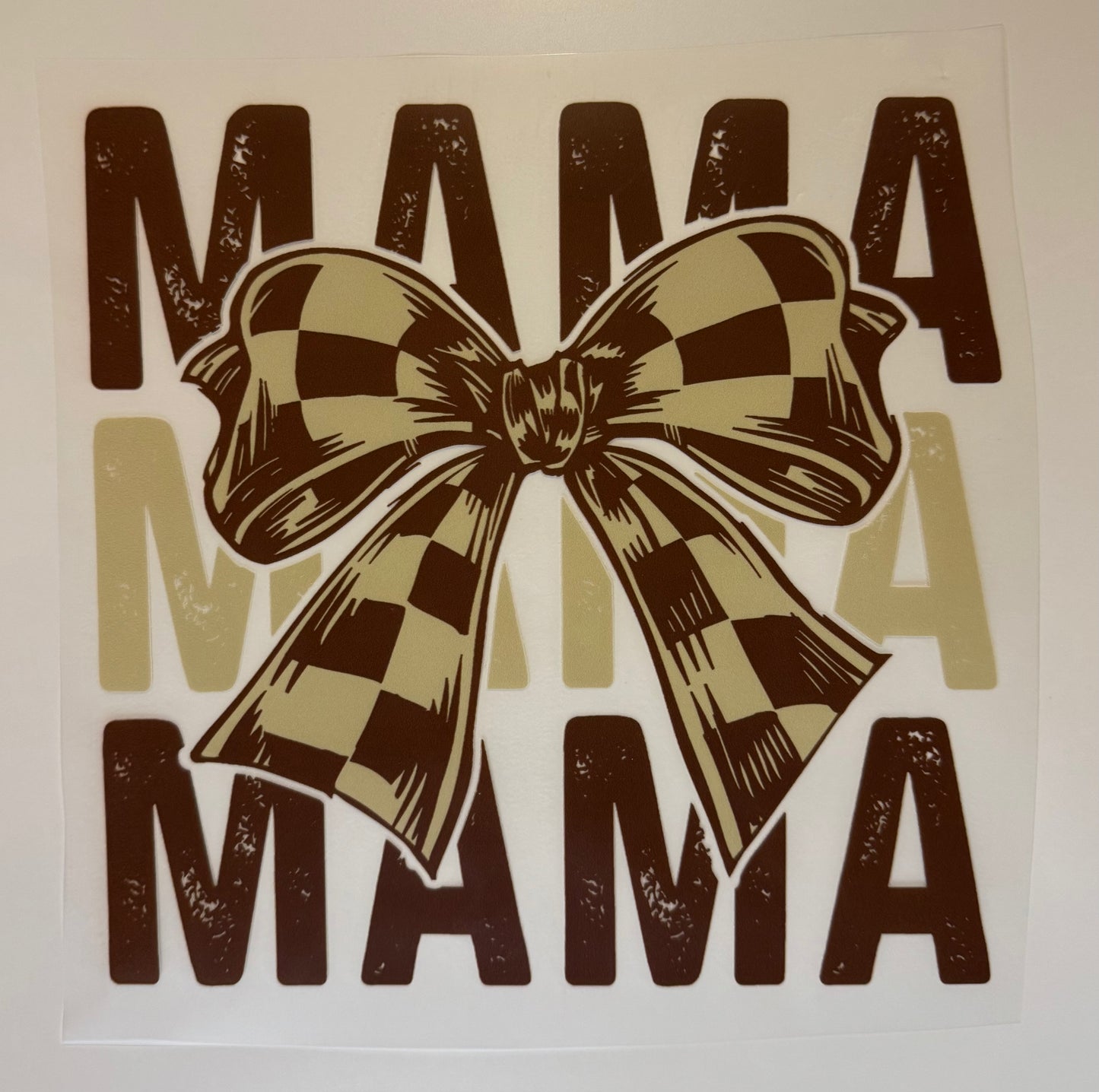 Mama x3 with Brown & Tan Bow